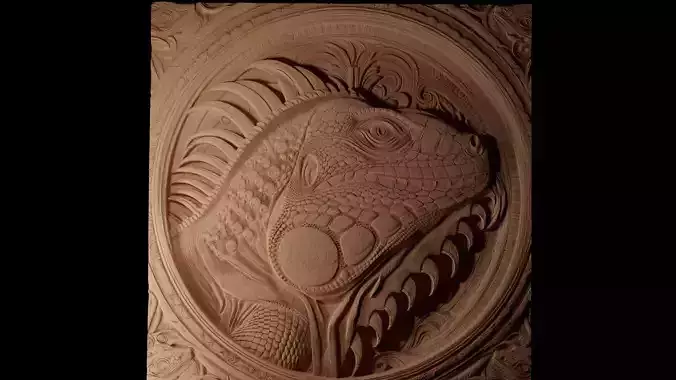 Iguana CNC 3d Print High Relief Sand Casting 3D print model