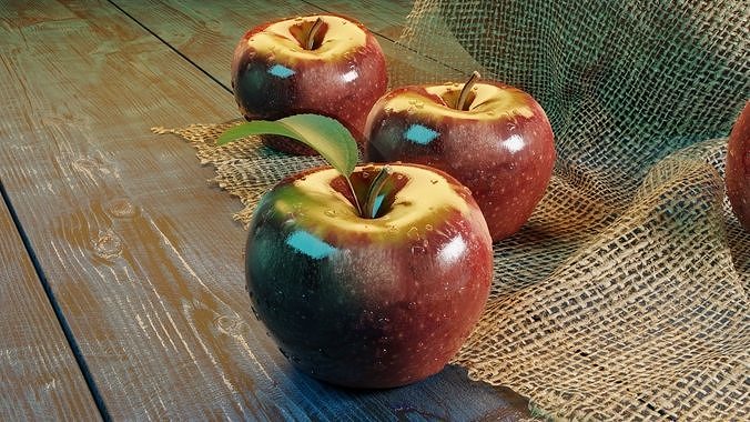 Photorealistic Apple Basket Scene - High-Detail 3D Model 3D model 6