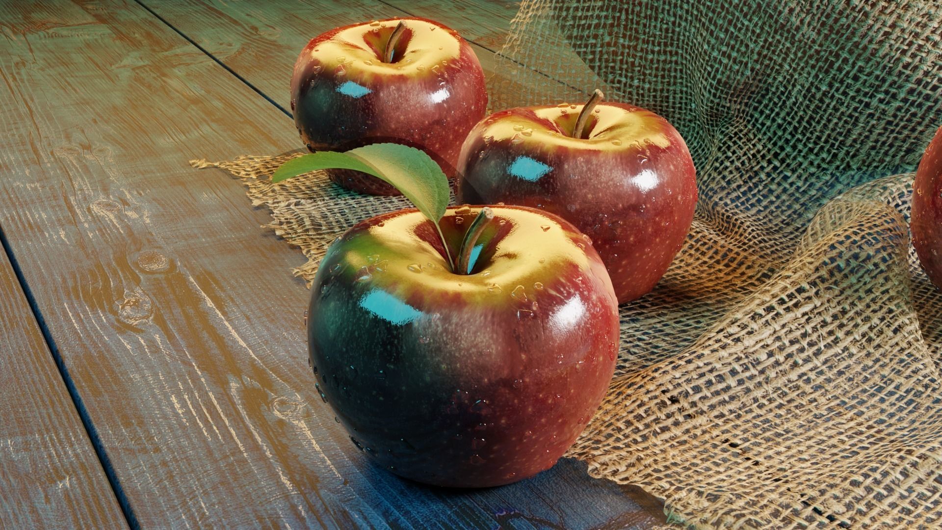 Photorealistic Apple Basket Scene - High-Detail 3D Model 3D model_5
