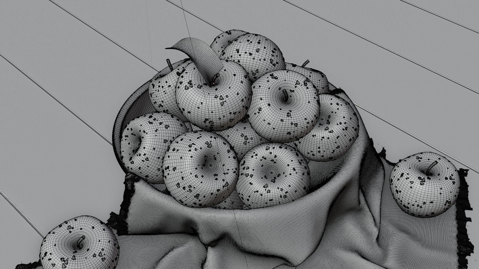 Photorealistic Apple Basket Scene - High-Detail 3D Model 3D model_22