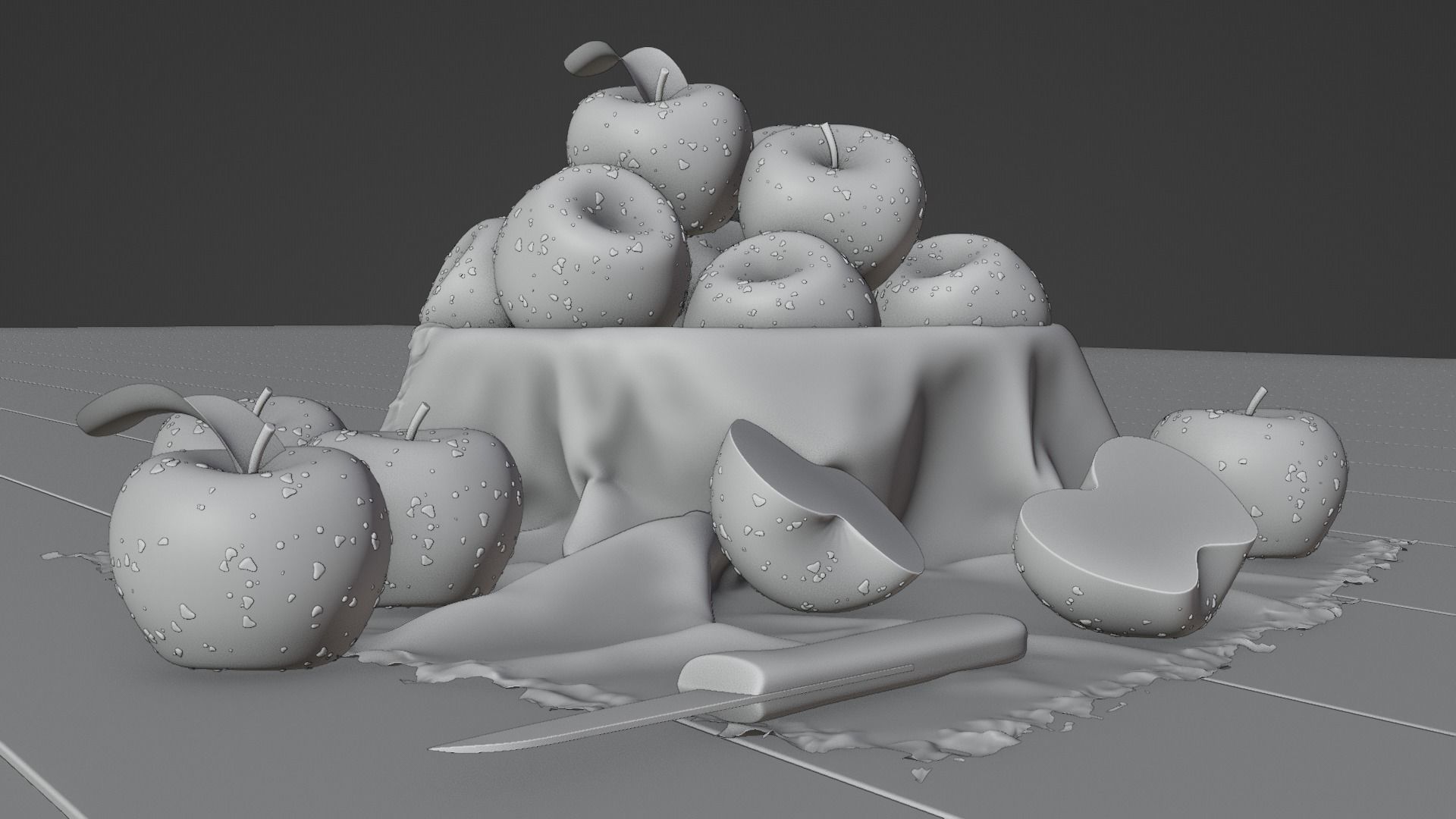 Photorealistic Apple Basket Scene - High-Detail 3D Model 3D model_15