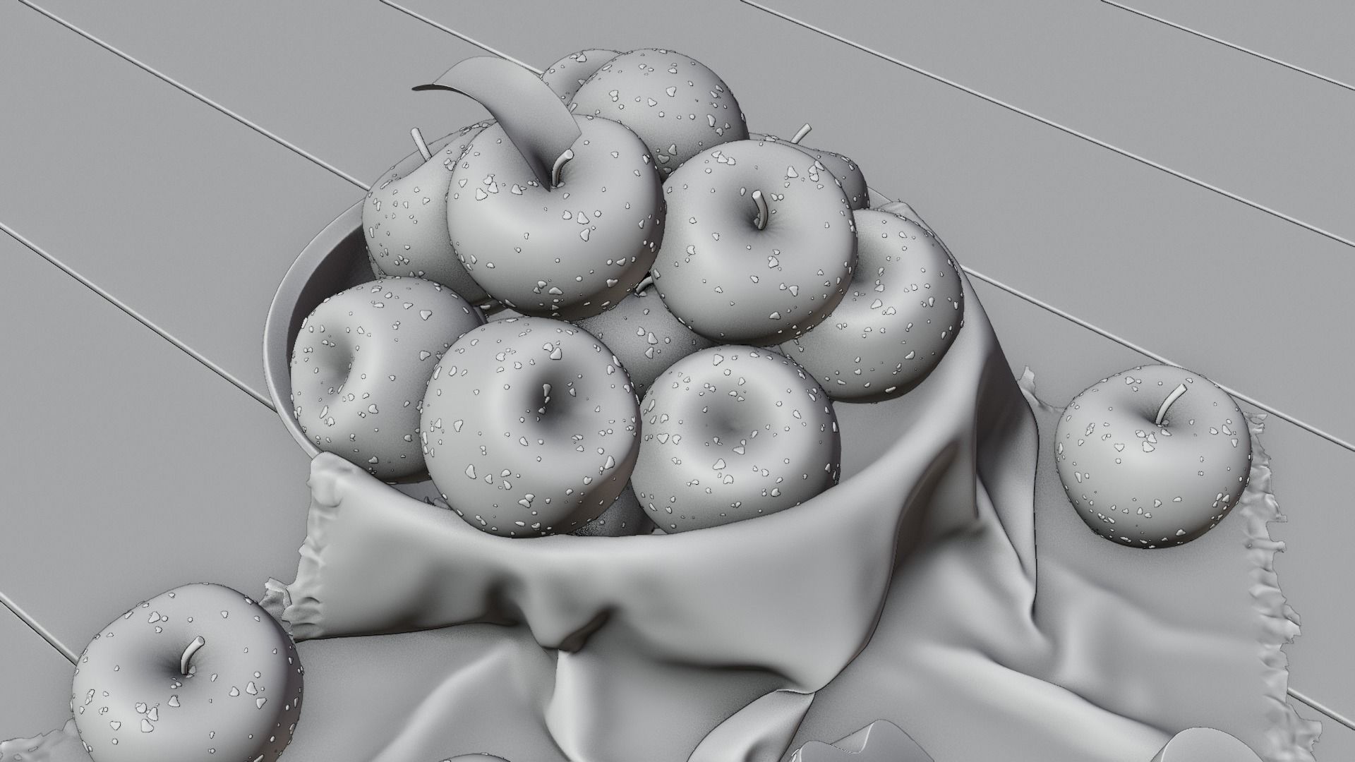 Photorealistic Apple Basket Scene - High-Detail 3D Model 3D model_18