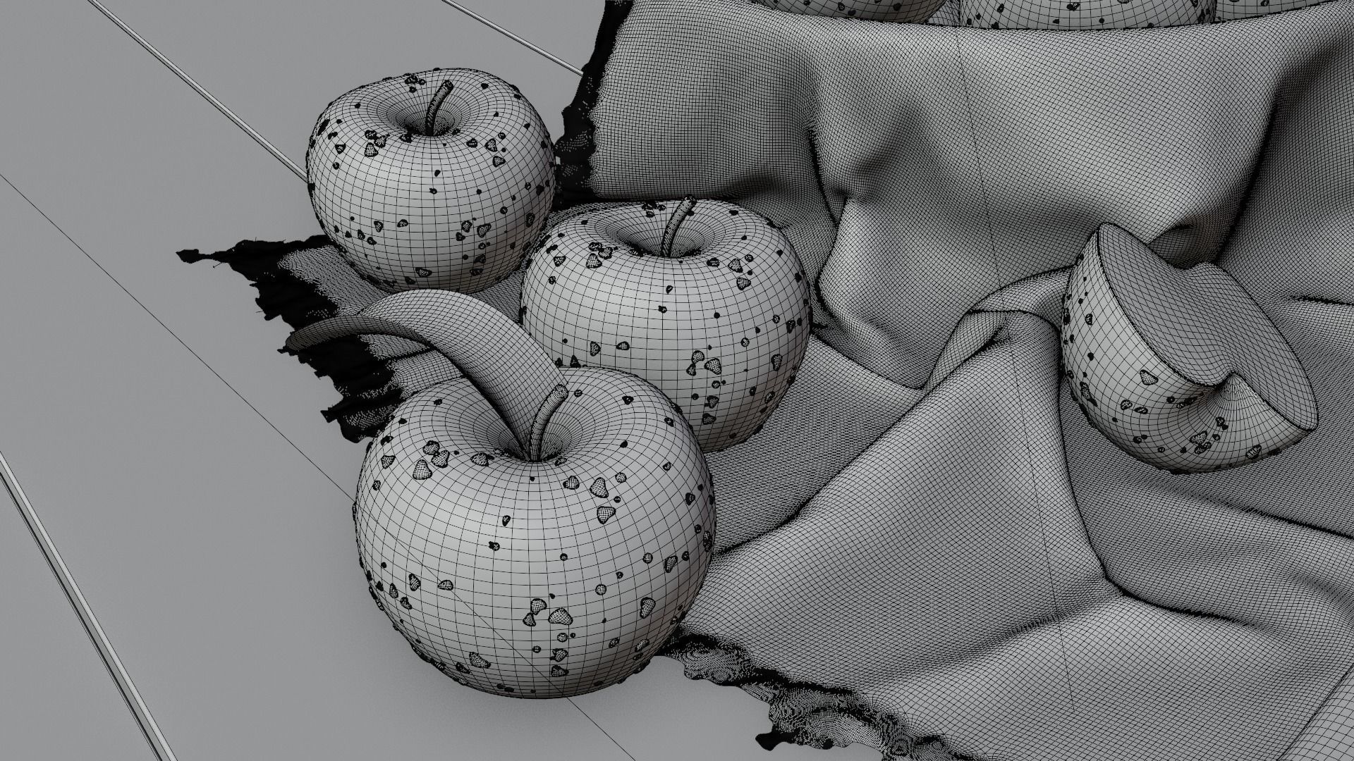 Photorealistic Apple Basket Scene - High-Detail 3D Model 3D model_21