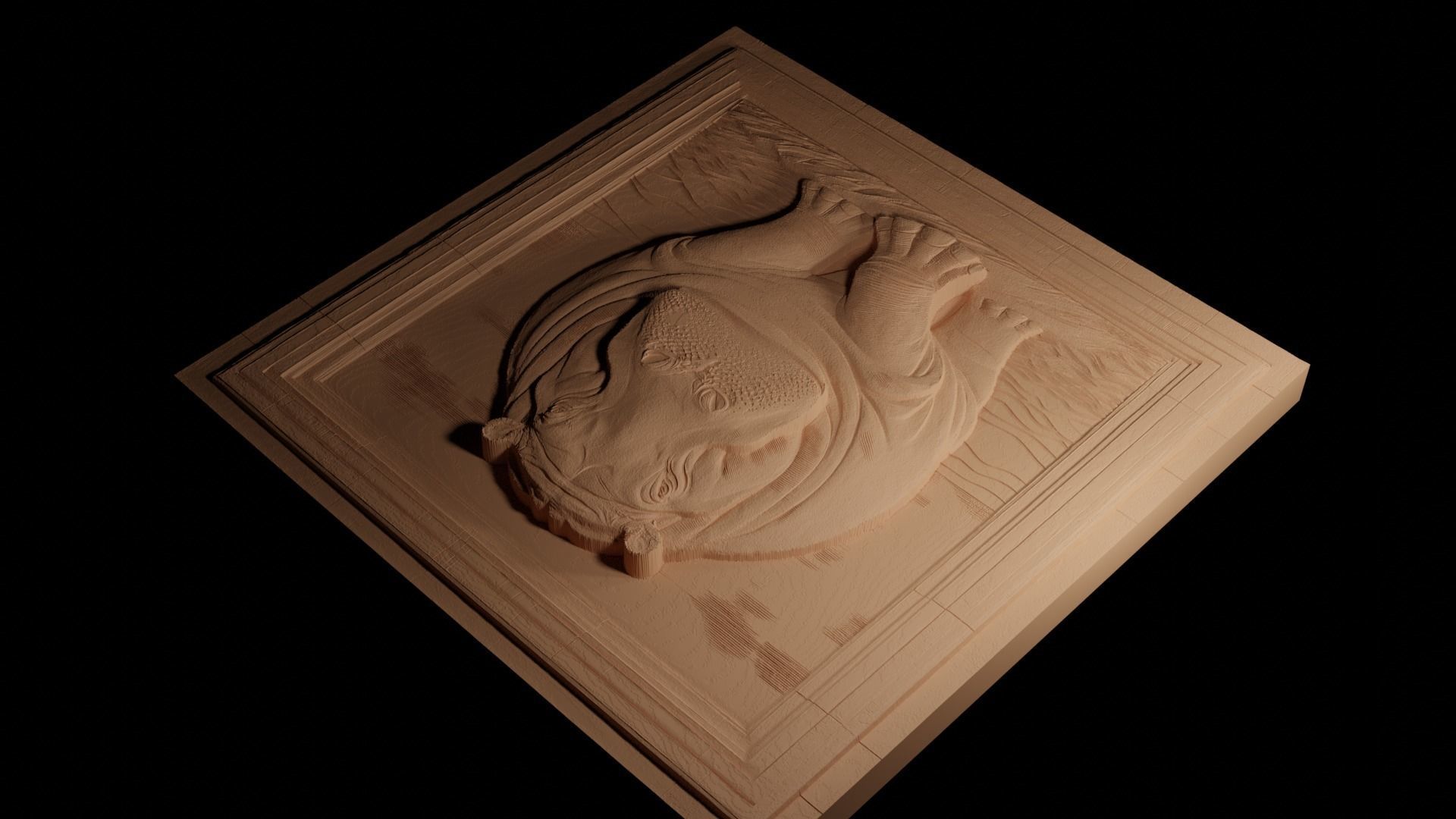 Hippopotamus CNC 3d Print High Relief Sand Casting 3D print model_4