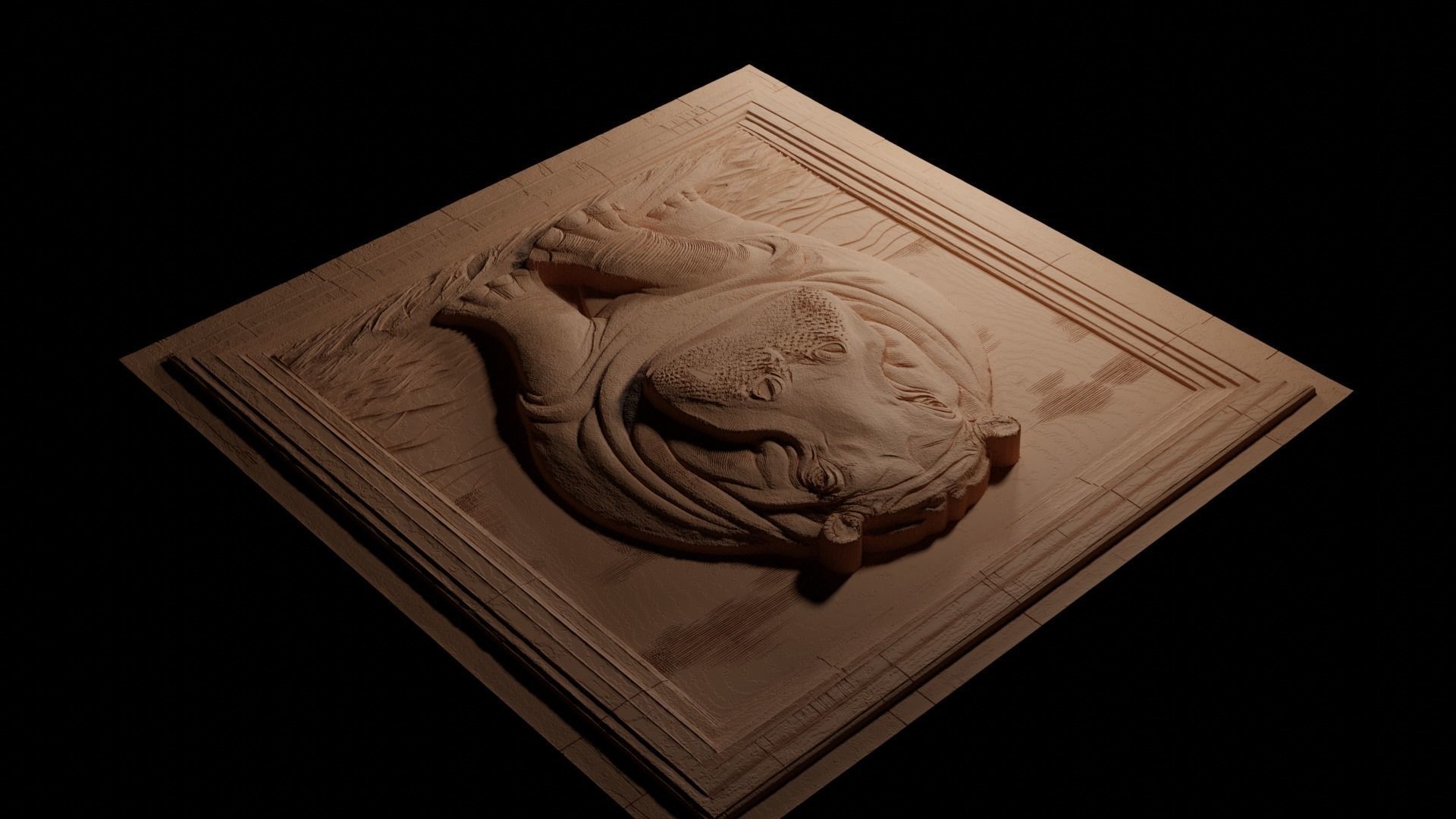 Hippopotamus CNC 3d Print High Relief Sand Casting 3D print model_3