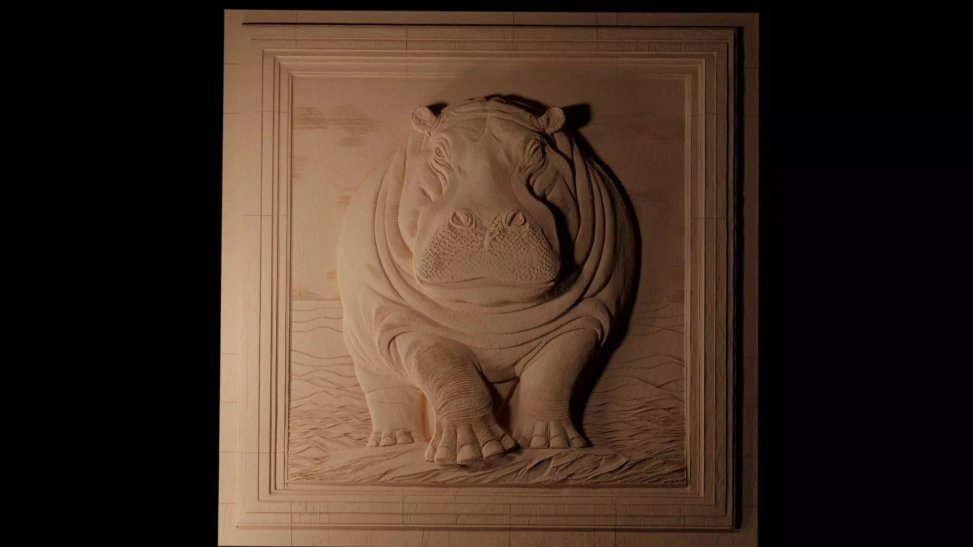 Hippopotamus CNC 3d Print High Relief Sand Casting 3D print model_0