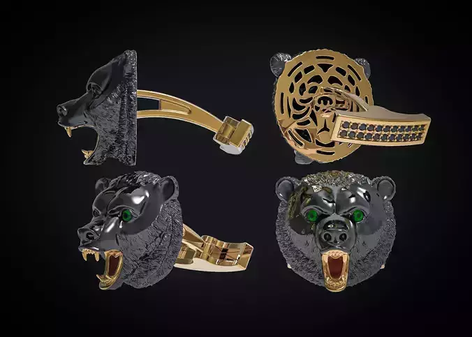 MEN S CUFFLINKS BEAR Printable Model 3D print model
