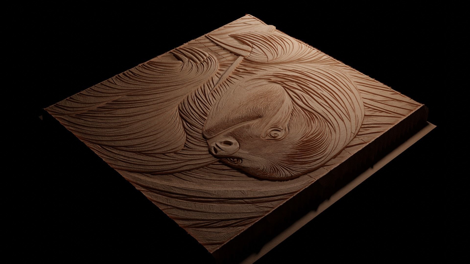 Ground Sloth CNC 3d Print High Relief Sand Casting 3D print model_3