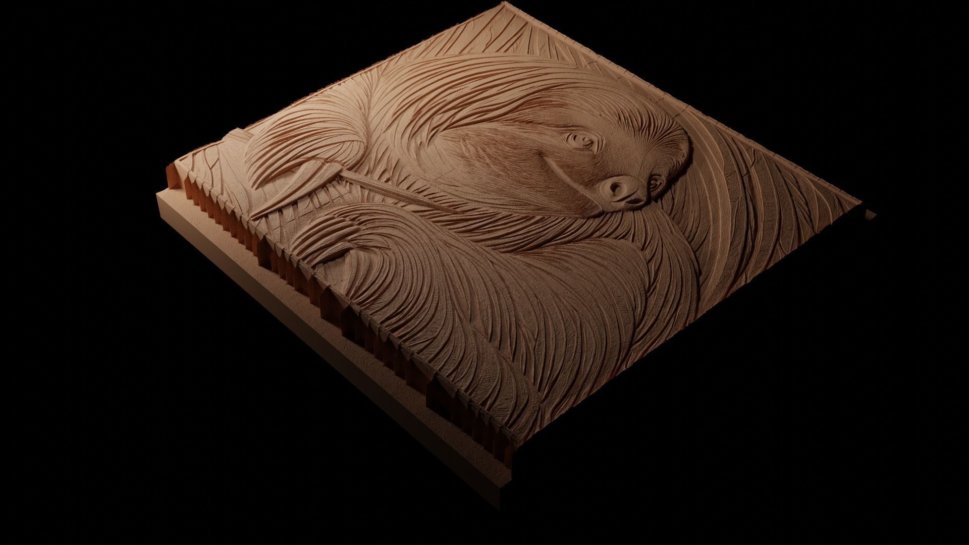 Ground Sloth CNC 3d Print High Relief Sand Casting 3D print model_1