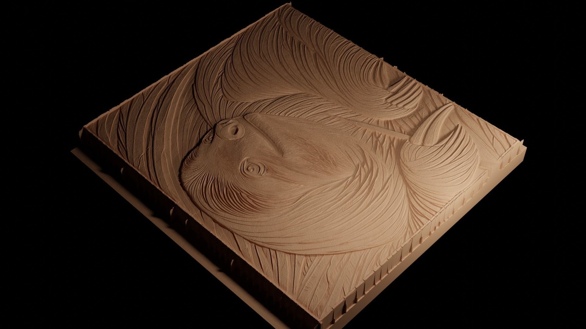 Ground Sloth CNC 3d Print High Relief Sand Casting 3D print model_4