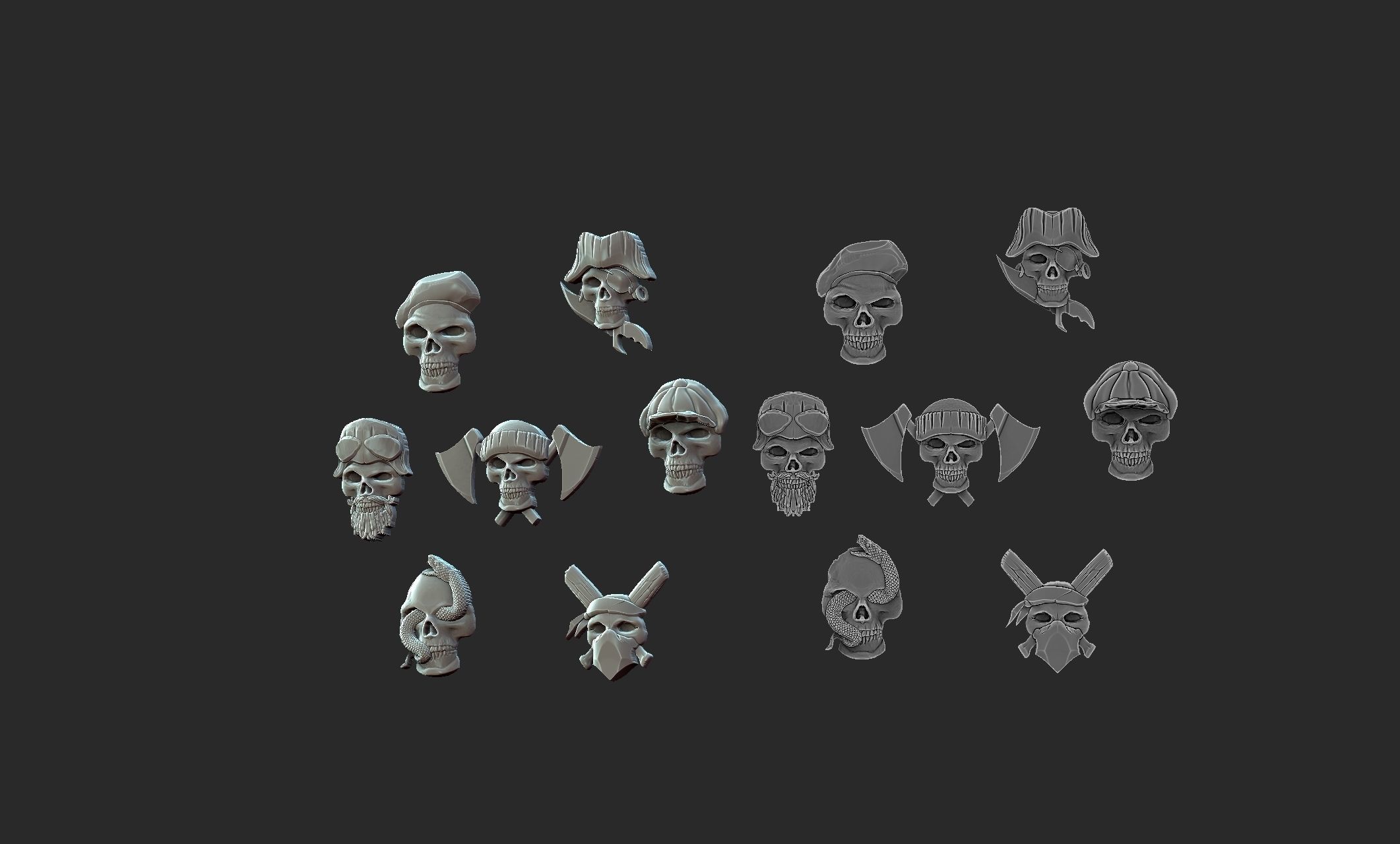 7 skulls 3D print model_5