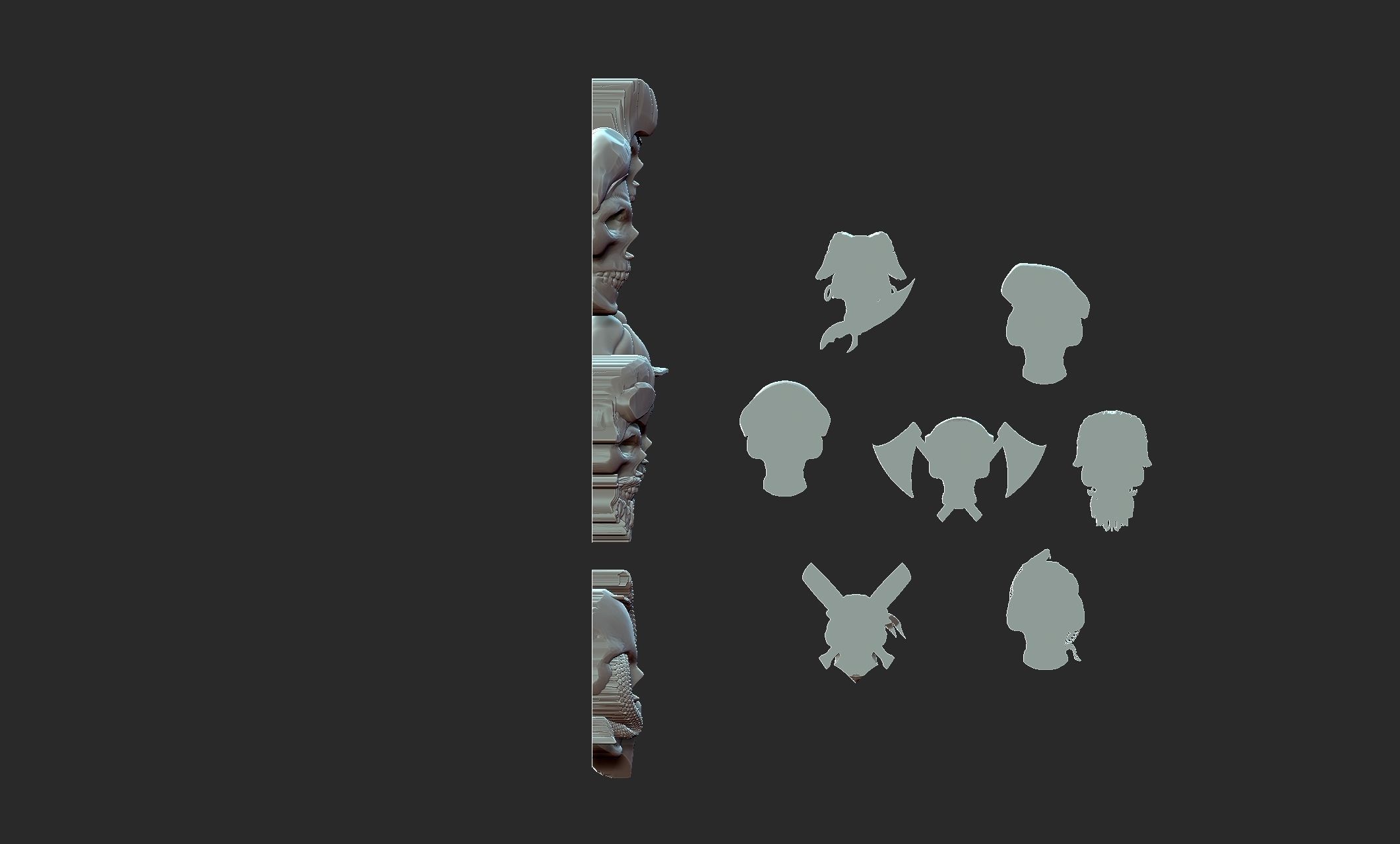 7 skulls 3D print model_4