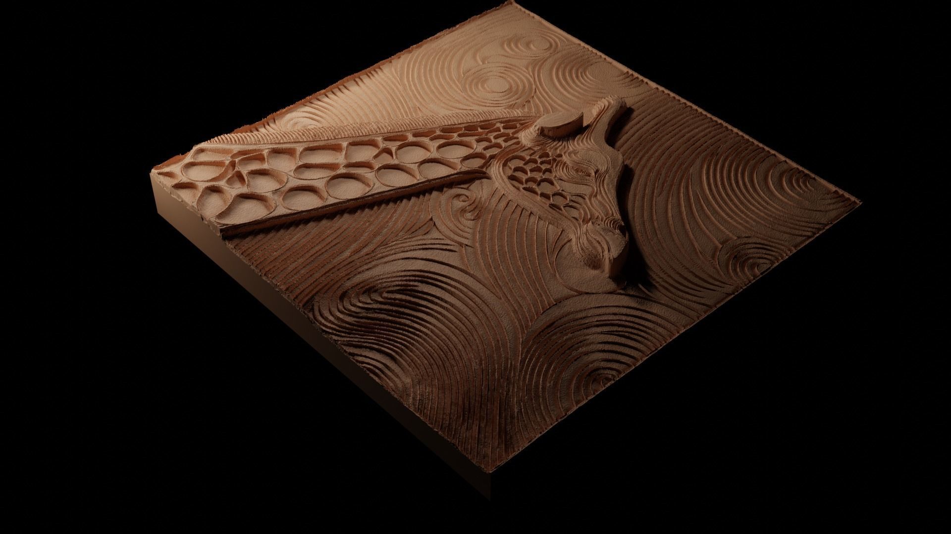 Giraffe CNC 3d Print High Relief Sand Casting 3D print model_1