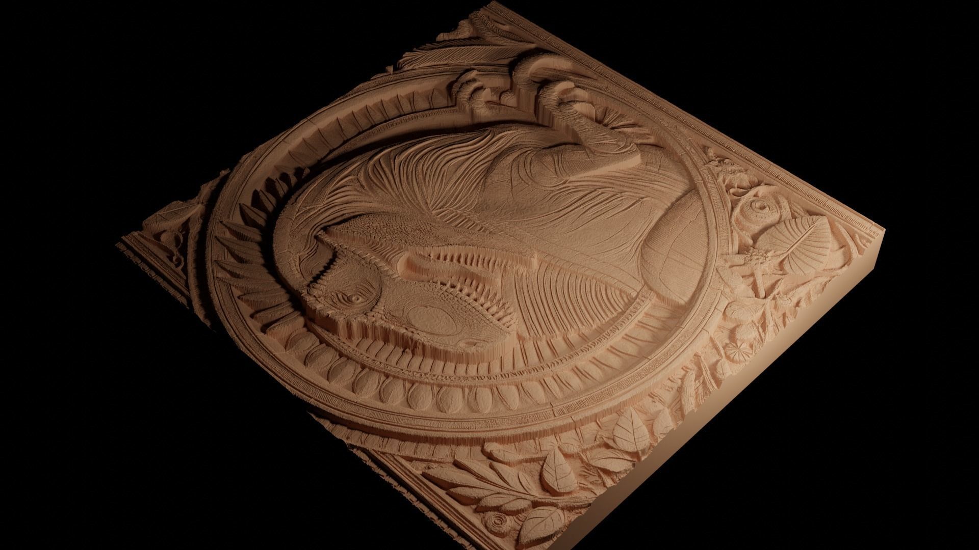 Giganotosaurus CNC 3d Print High Relief Sand Casting 3D print model_4