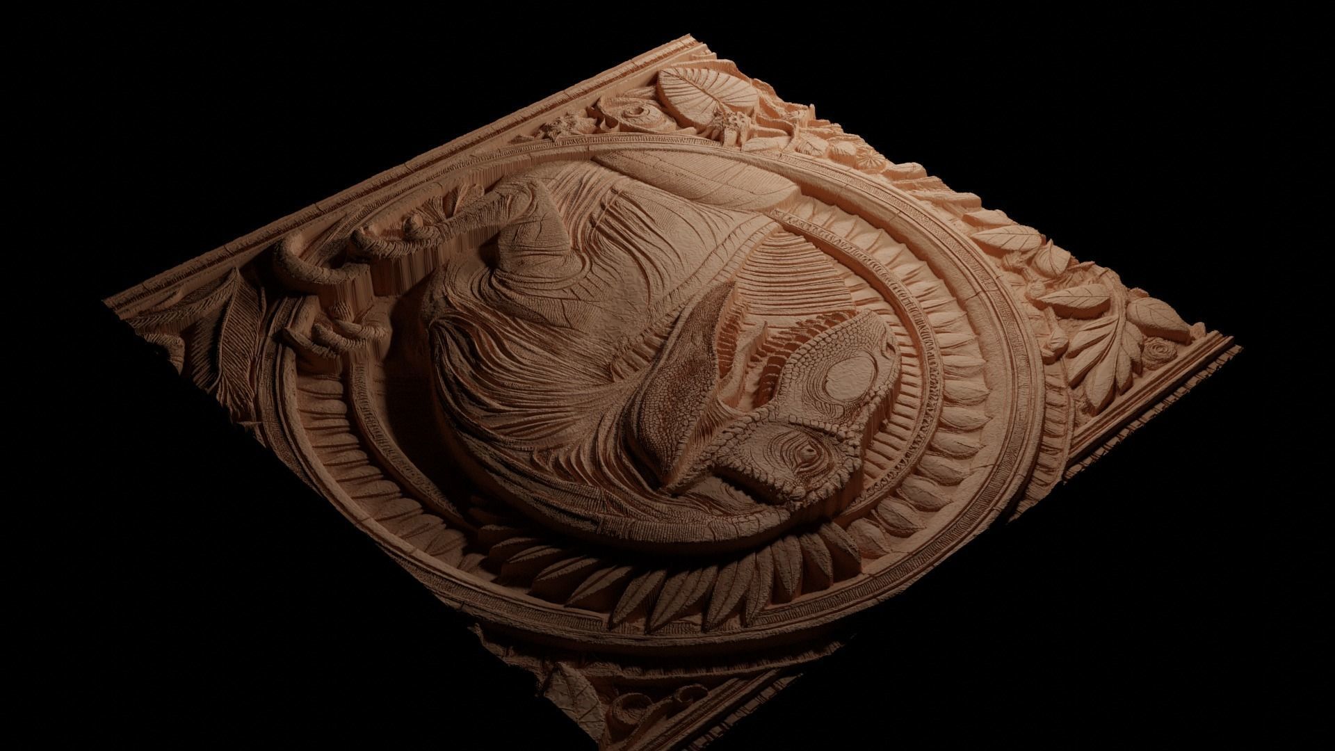 Giganotosaurus CNC 3d Print High Relief Sand Casting 3D print model_3