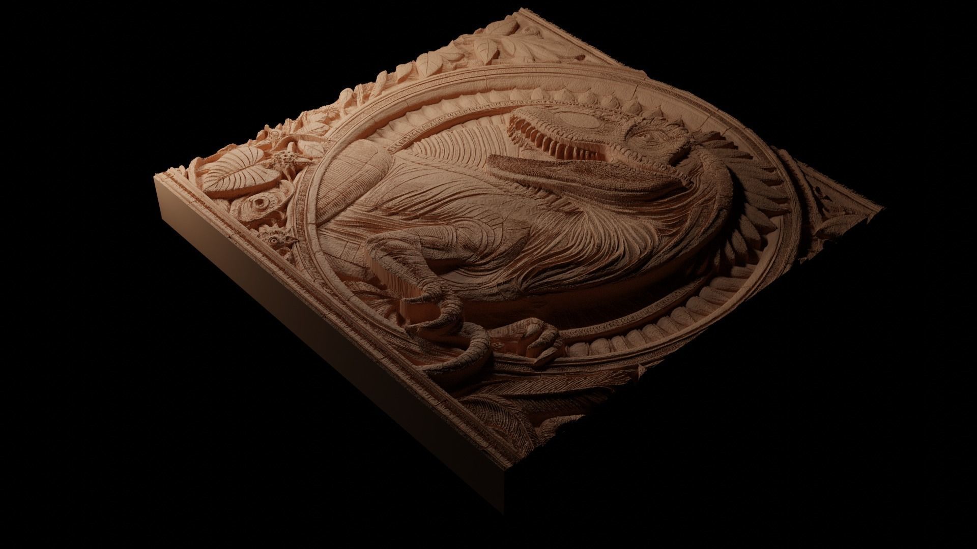 Giganotosaurus CNC 3d Print High Relief Sand Casting 3D print model_1