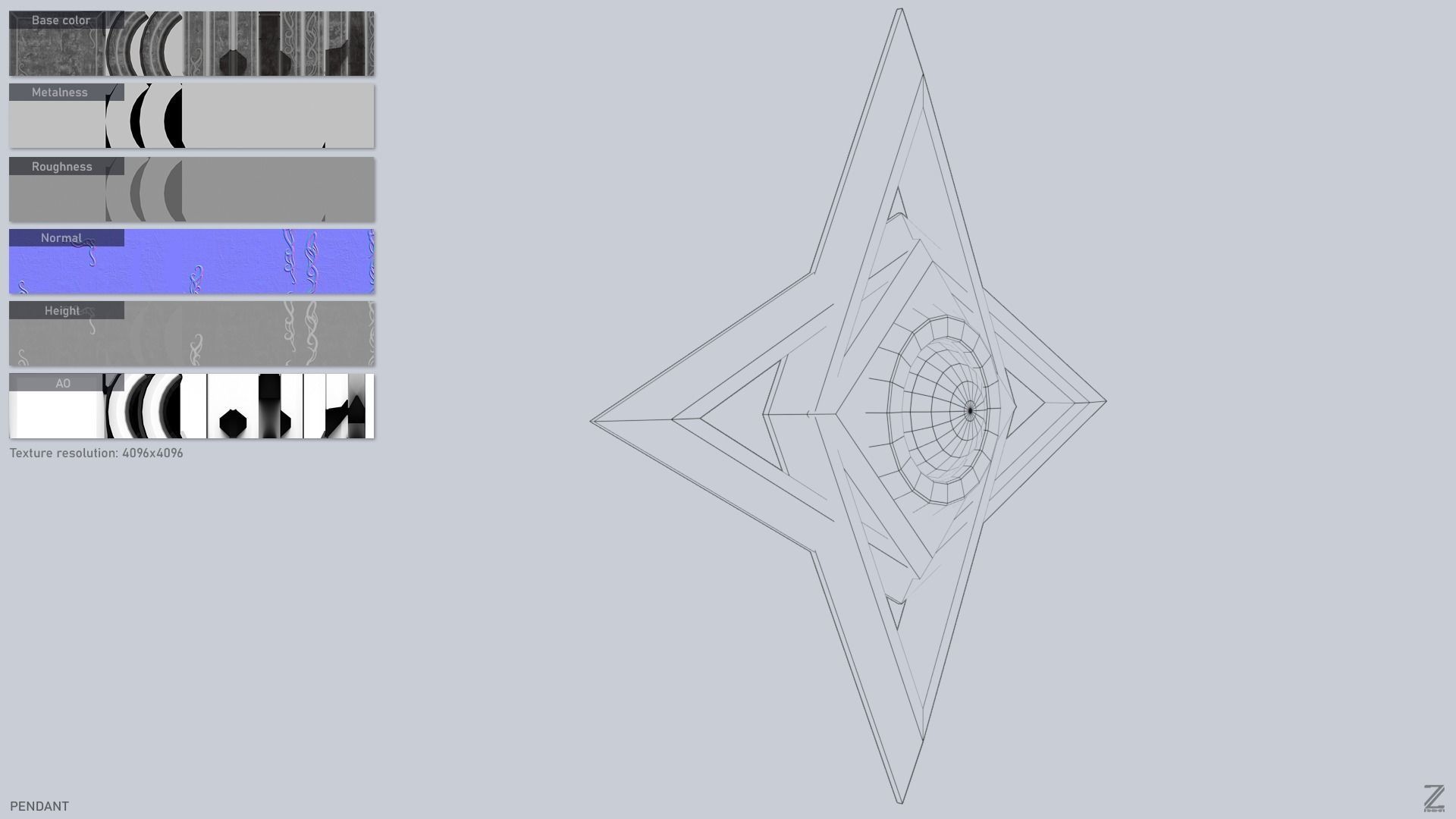 Pendant Low-poly 3D model_3