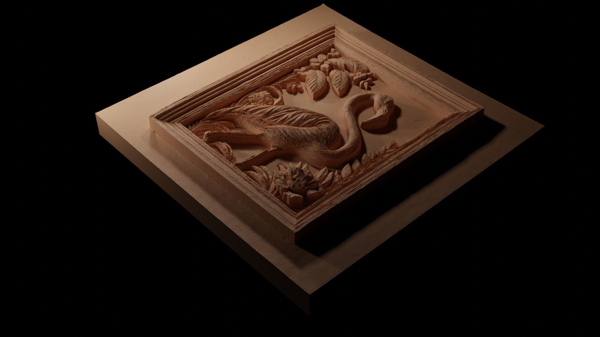 Flamingo CNC 3d Print High Relief Sand Casting 3D print model_1