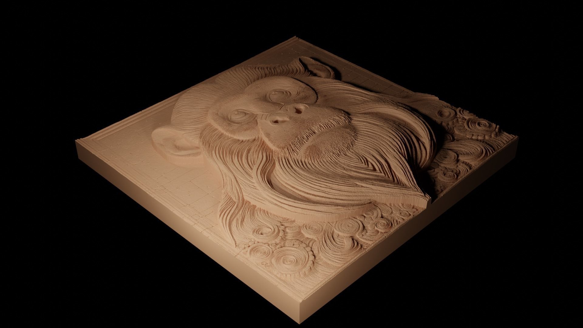 Emperor Tamarin 02 CNC 3d Print High Relief Sand Casting 3D print model_2