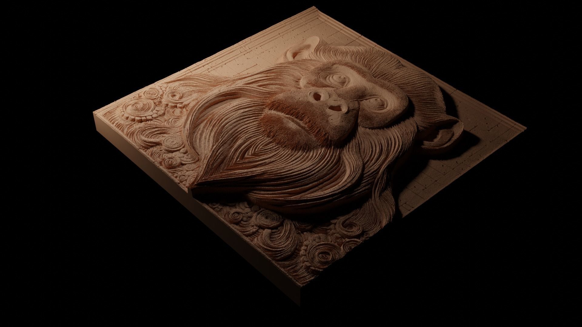 Emperor Tamarin 02 CNC 3d Print High Relief Sand Casting 3D print model_1