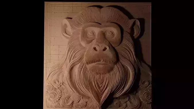 Emperor Tamarin 02 CNC 3d Print High Relief Sand Casting