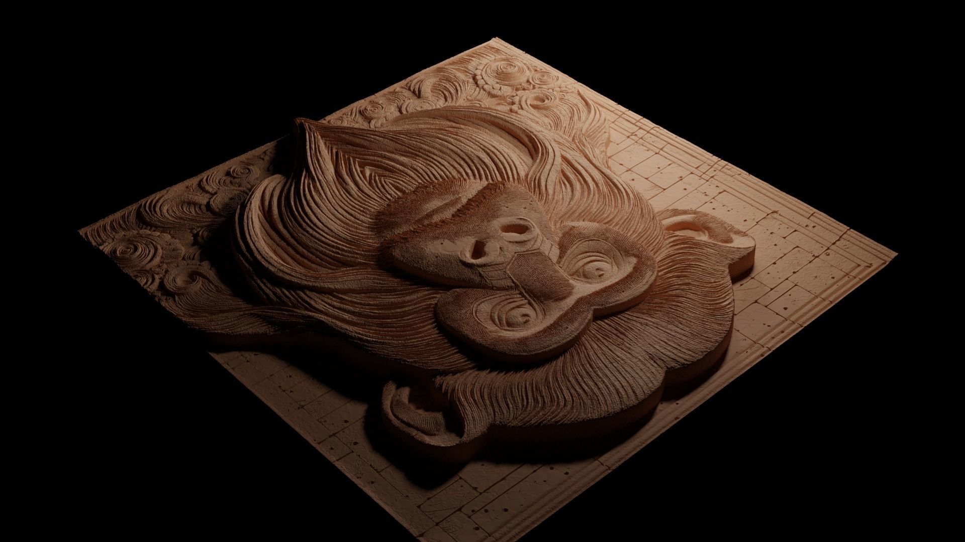 Emperor Tamarin 02 CNC 3d Print High Relief Sand Casting 3D print model_3