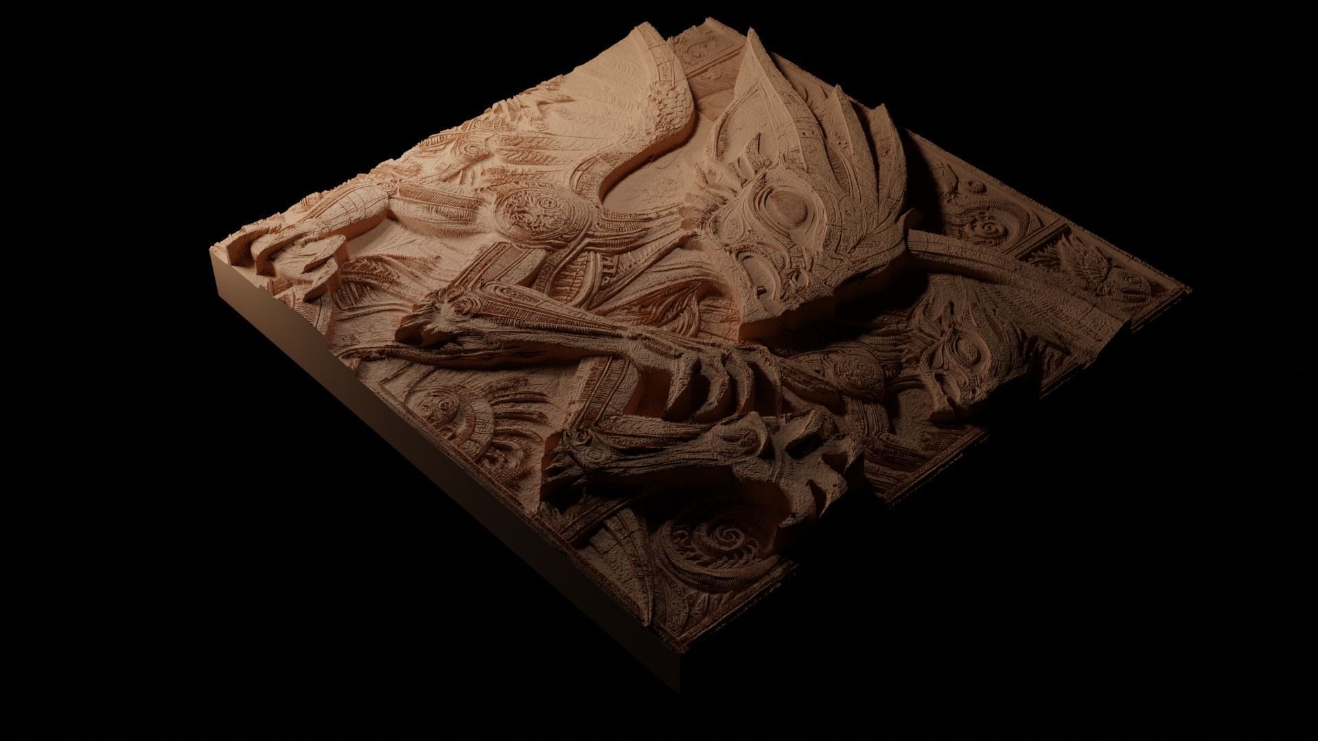 El Chupacabra CNC 3d Print High Relief Sand Casting 3D print model_1