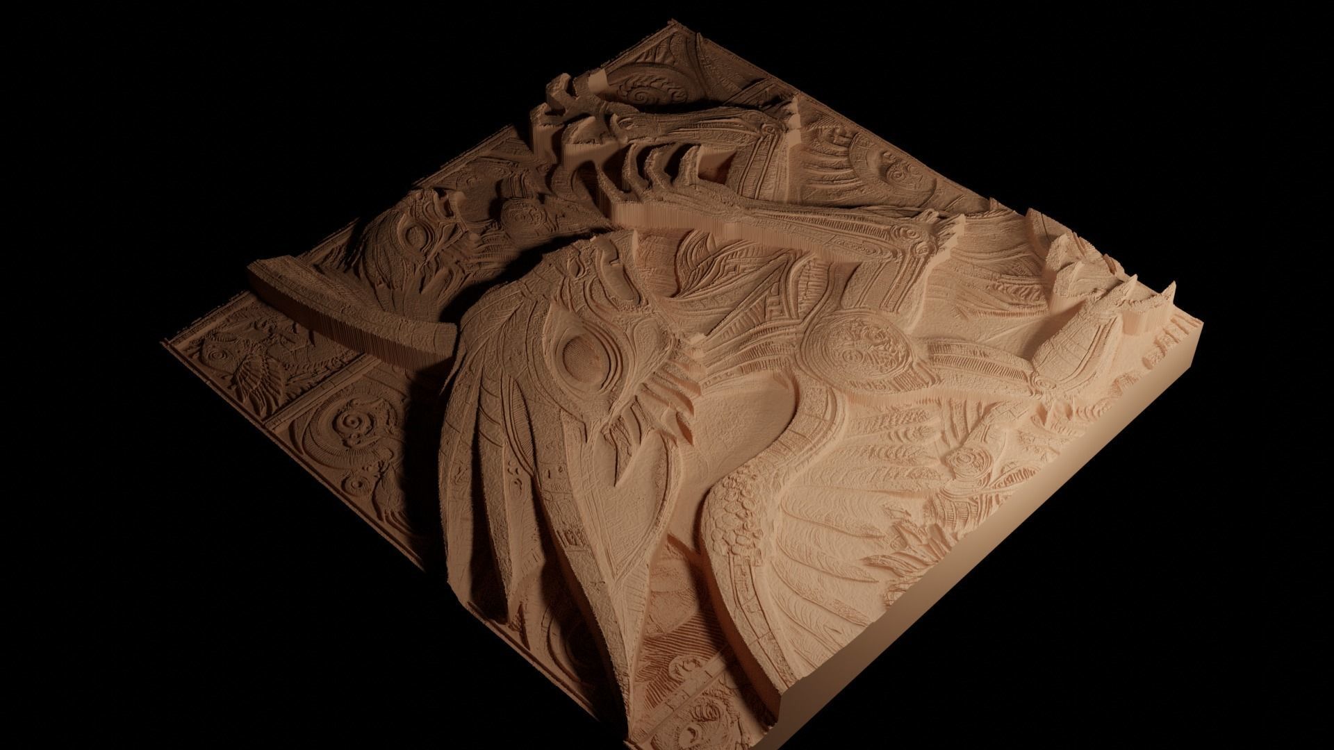 El Chupacabra CNC 3d Print High Relief Sand Casting 3D print model_4