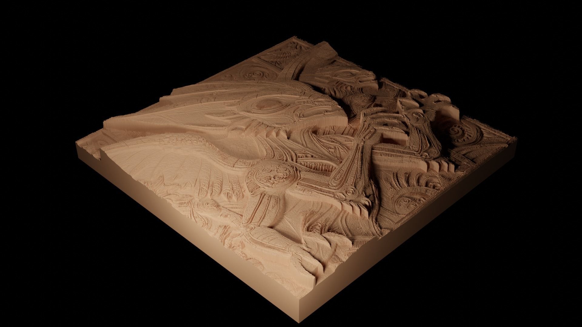 El Chupacabra CNC 3d Print High Relief Sand Casting 3D print model_2