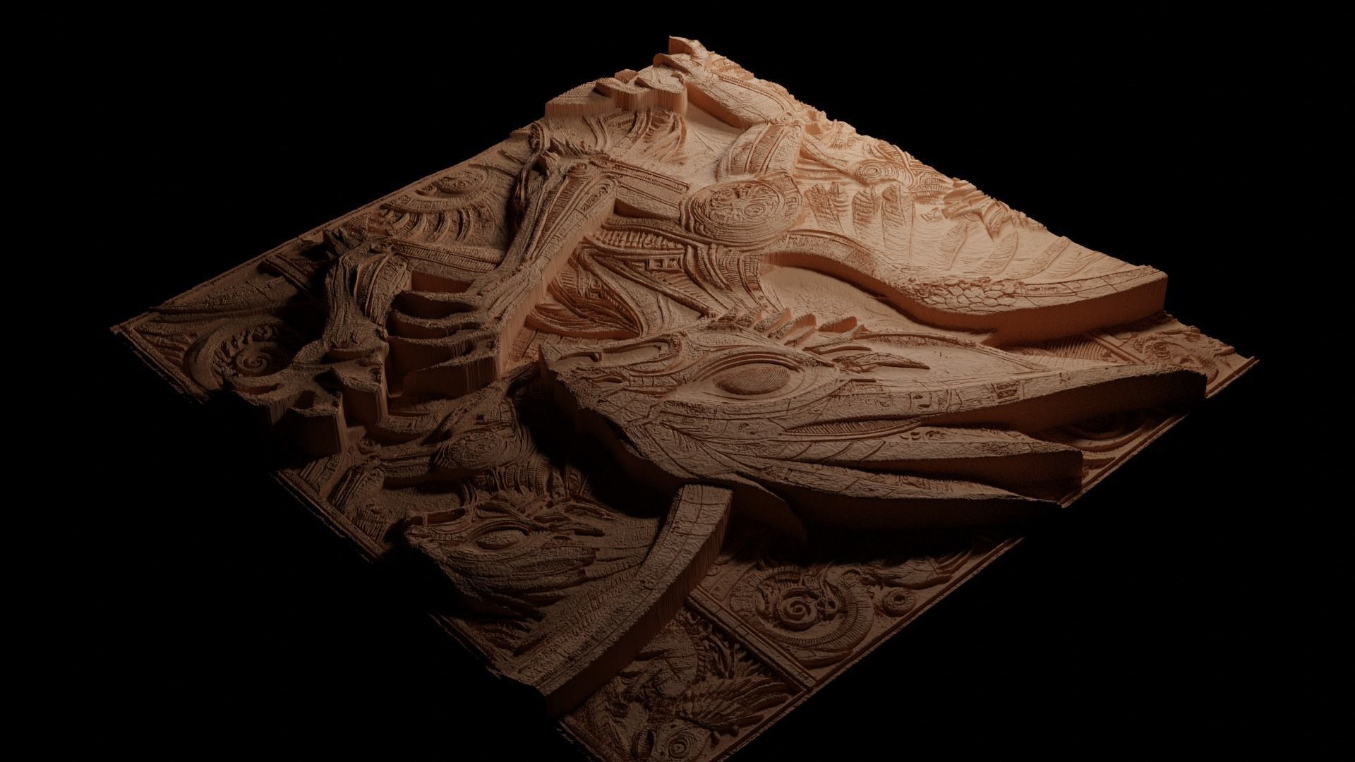 El Chupacabra CNC 3d Print High Relief Sand Casting 3D print model_3