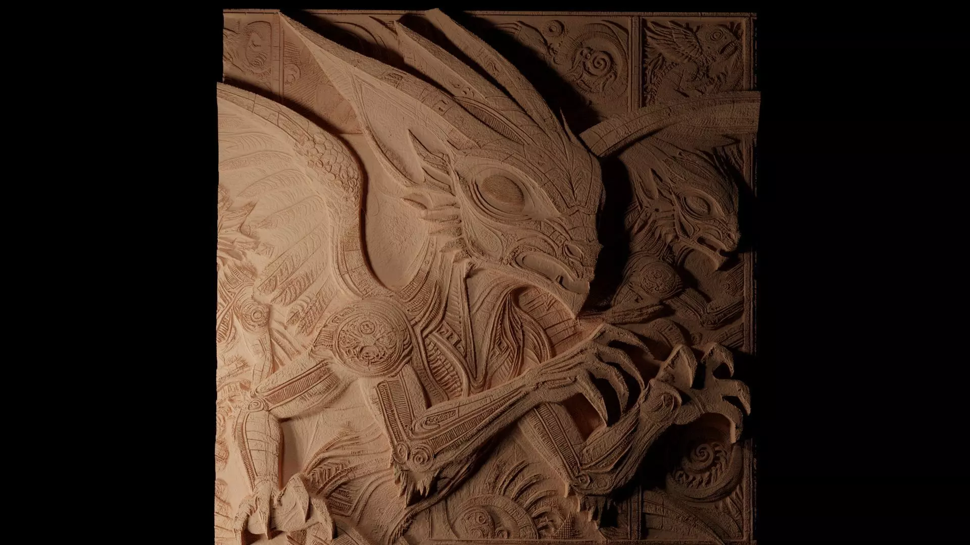 El Chupacabra CNC 3d Print High Relief Sand Casting 3D print model_0