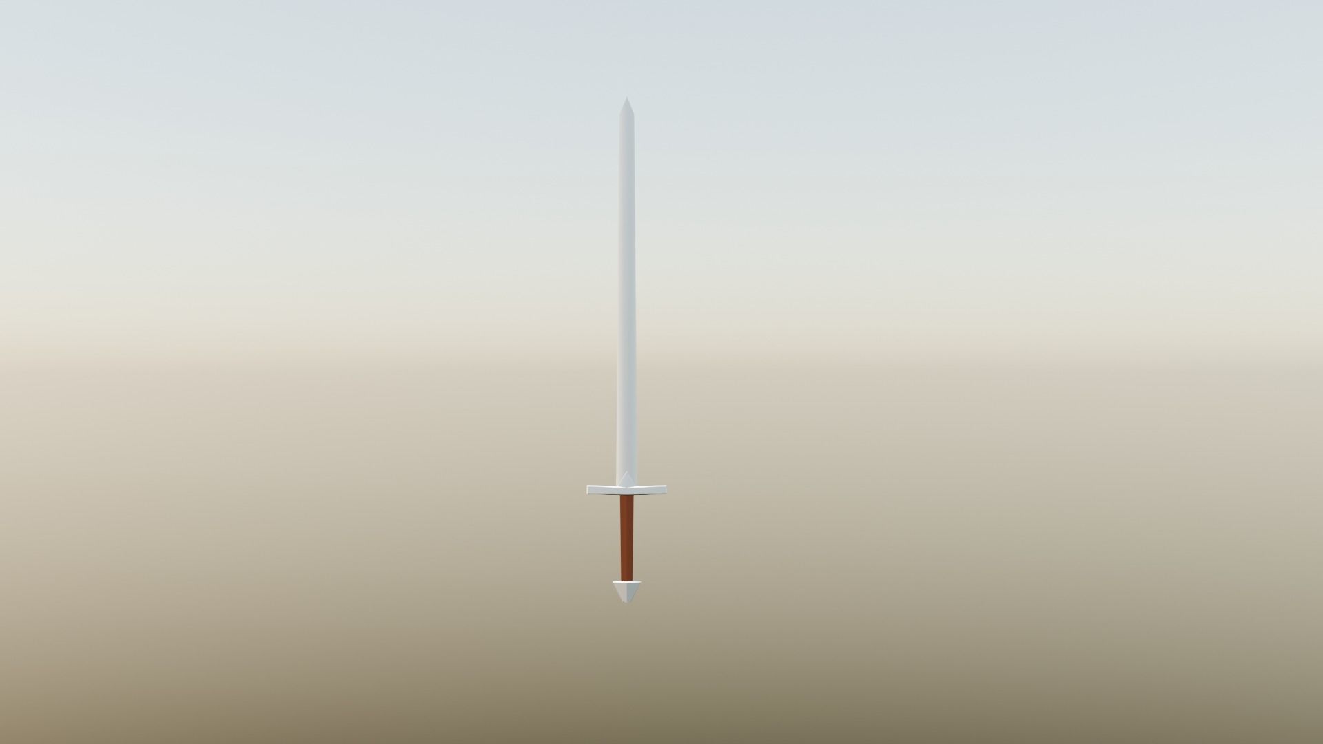 Low poly one handed sword 3D model_3