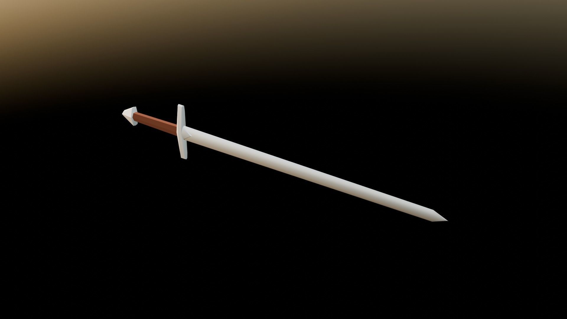 Low poly one handed sword 3D model_1