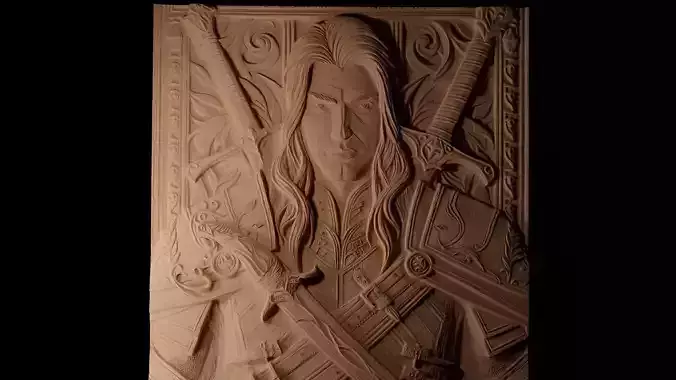 Drizzt DoUrden CNC 3d Print High Relief Sand Casting 3D print model