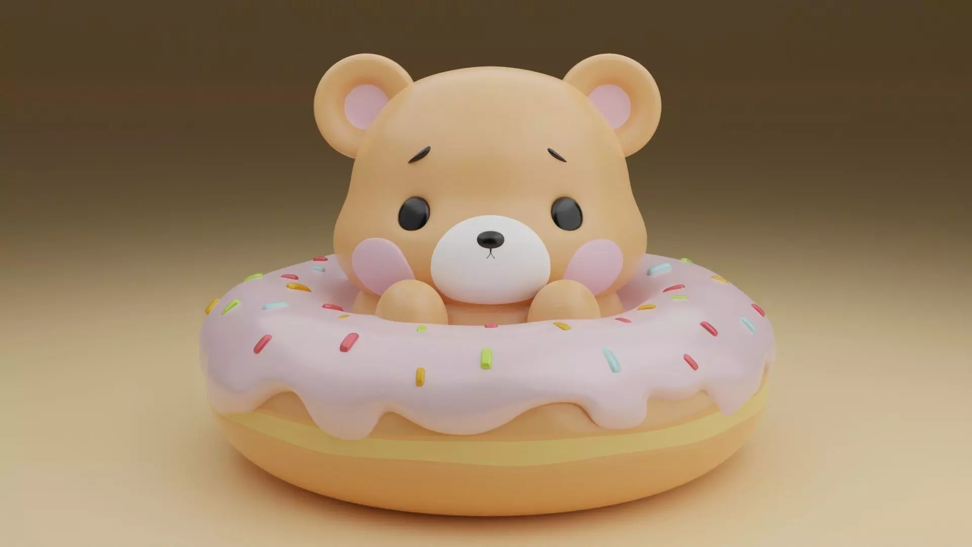 Bear donut 3D print model_0