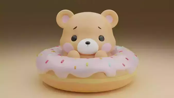 Bear donut 3D print model