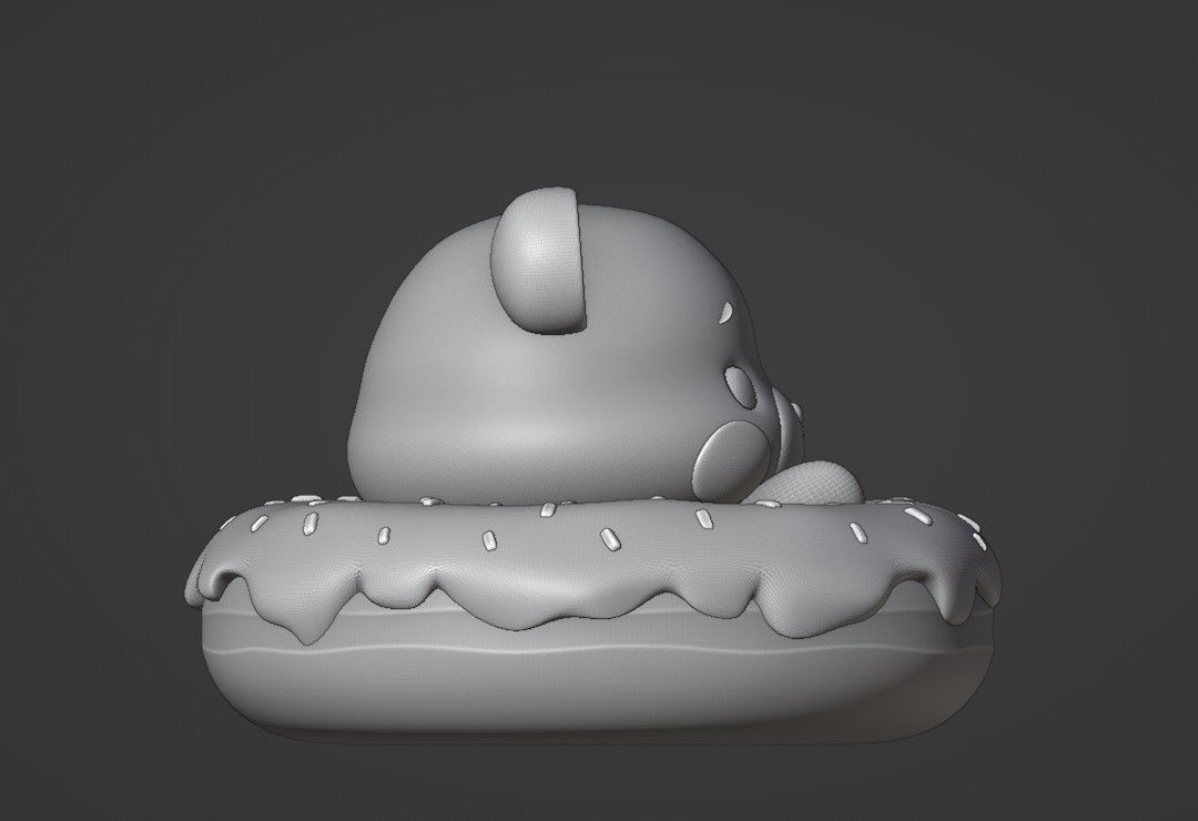 Bear donut 3D print model_3