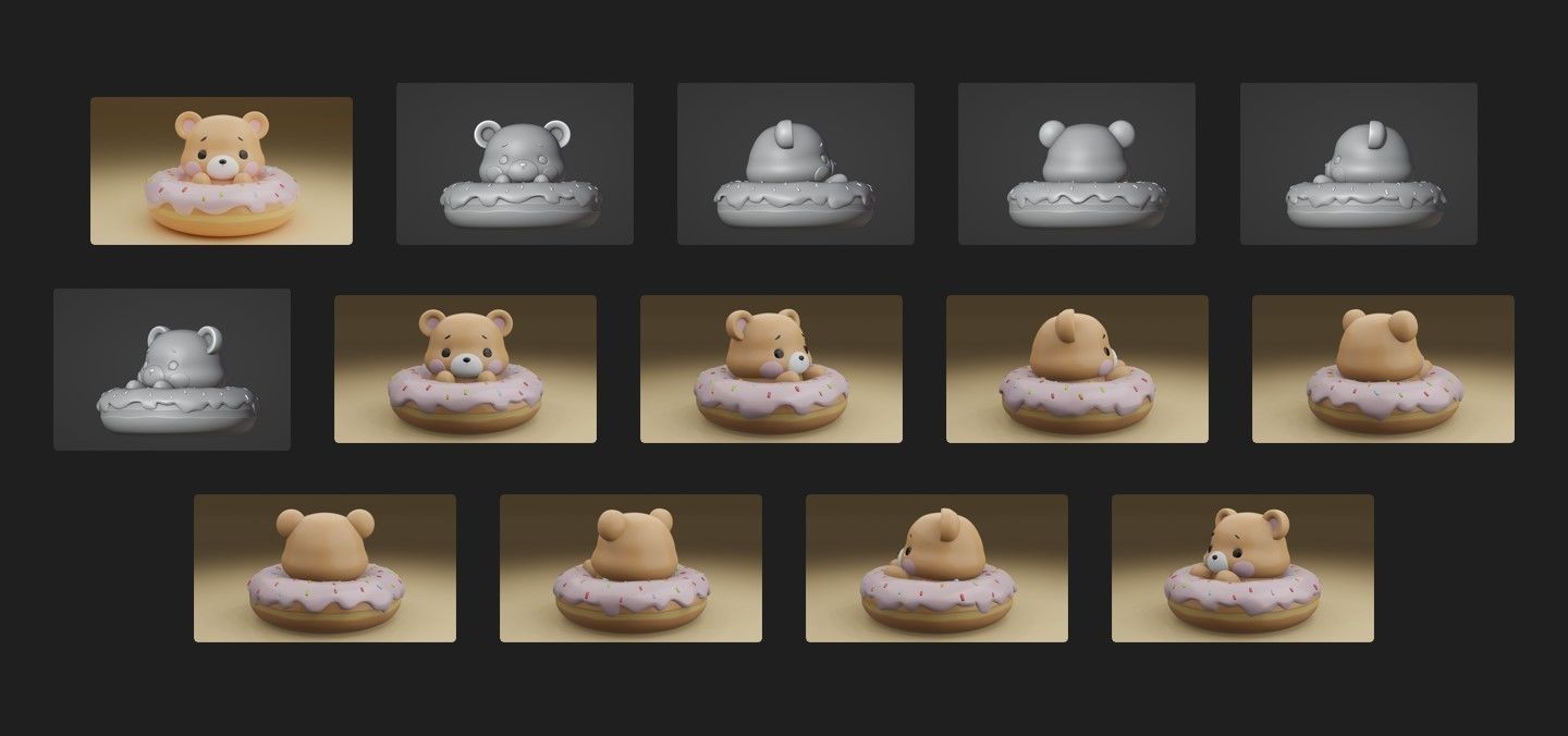 Bear donut 3D print model_1