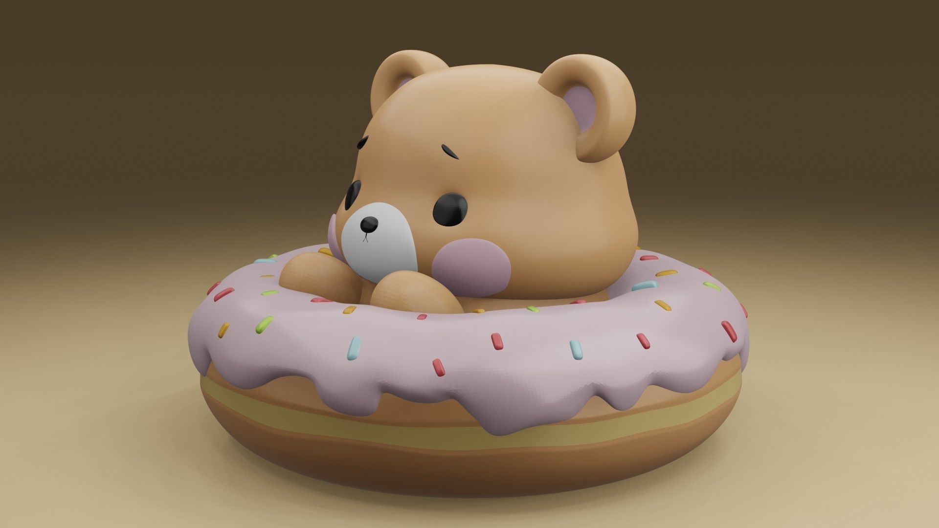 Bear donut 3D print model_14