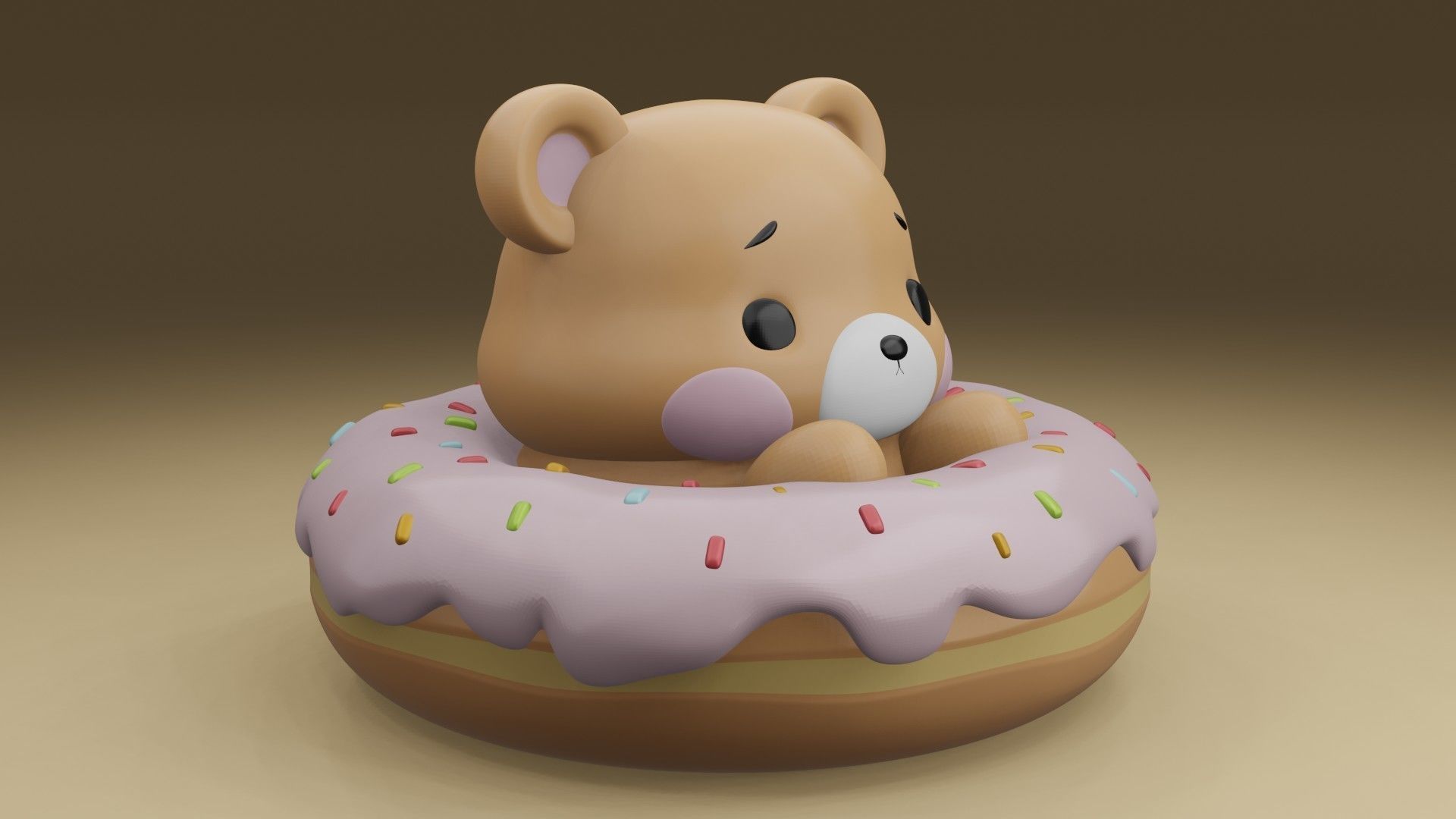Bear donut 3D print model_8