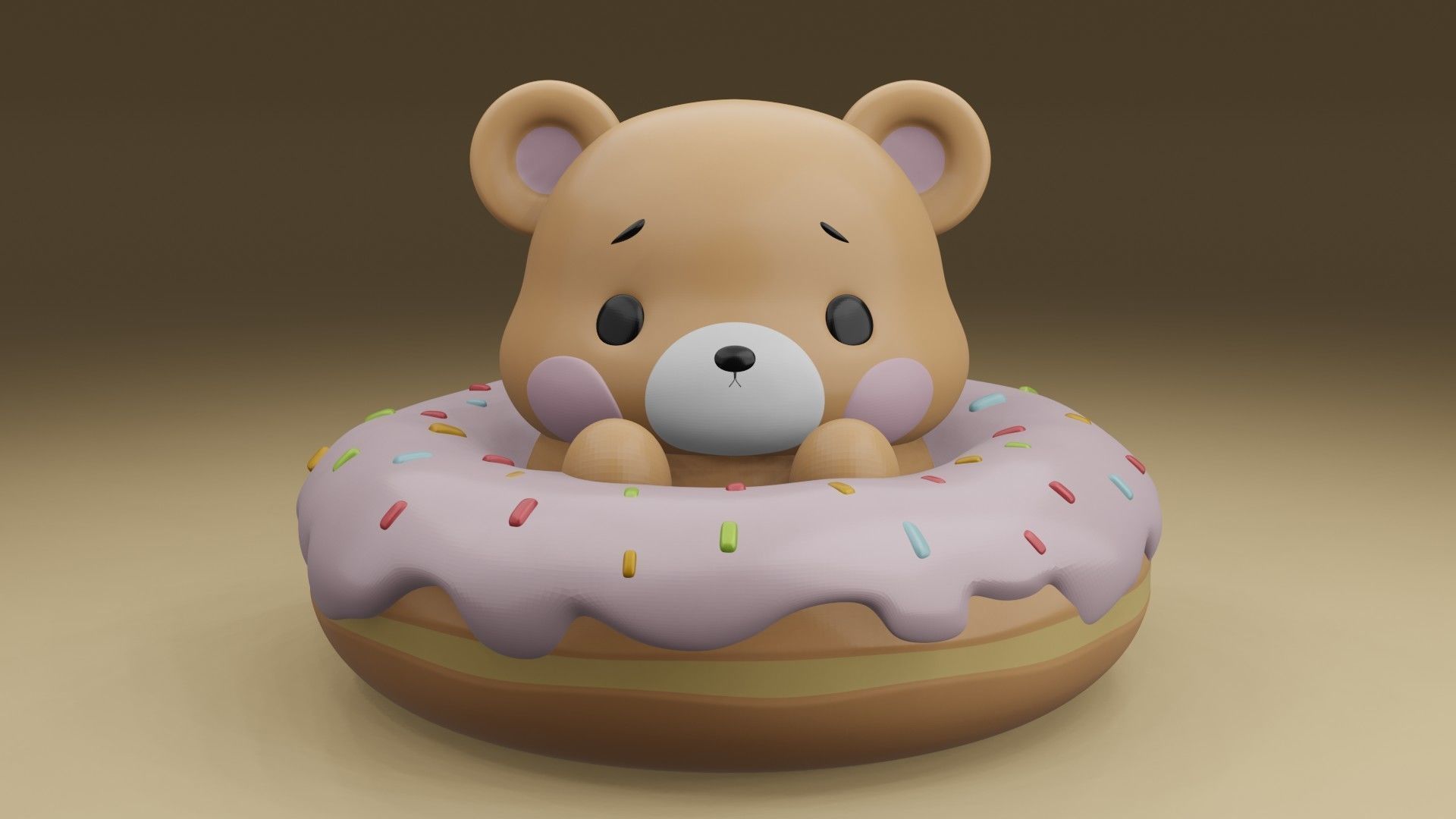 Bear donut 3D print model_7