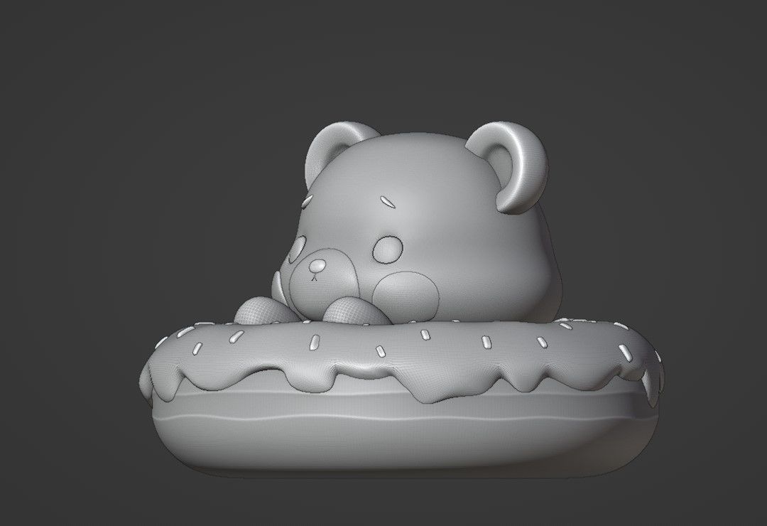 Bear donut 3D print model_6