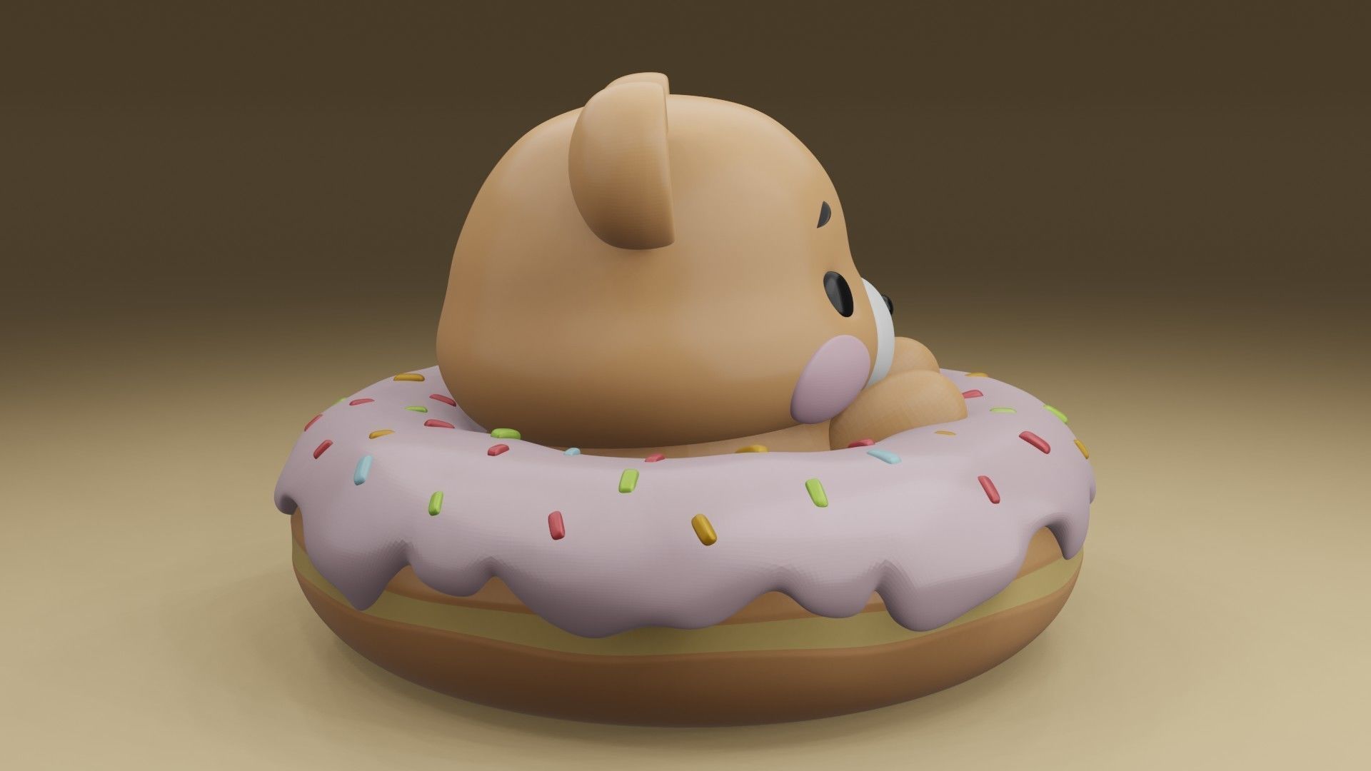 Bear donut 3D print model_9