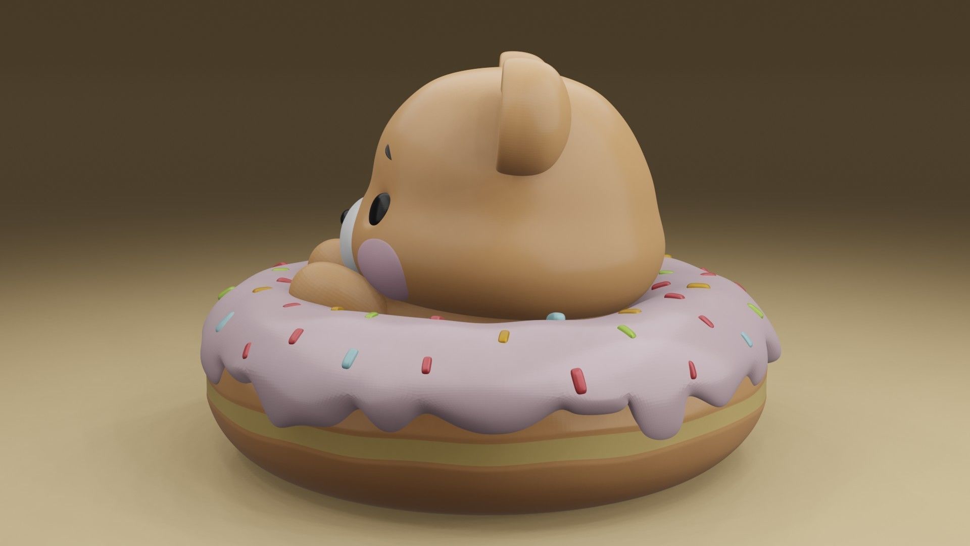 Bear donut 3D print model_13