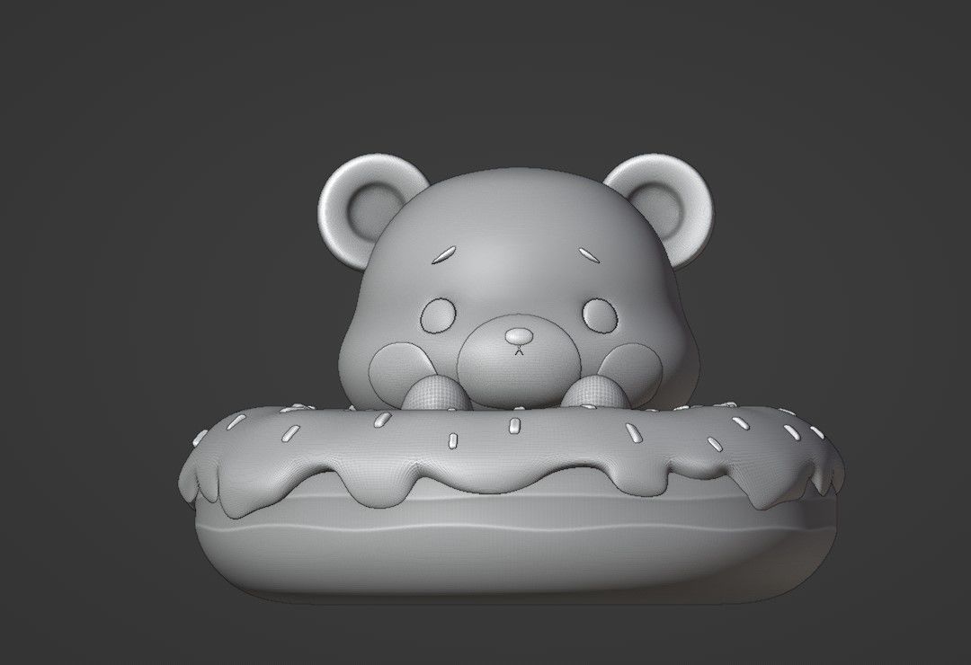 Bear donut 3D print model_2