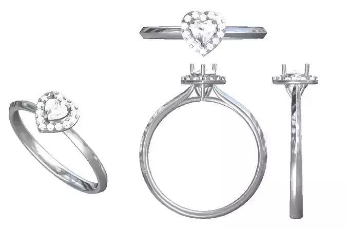 heart shape cut halo diamond rings