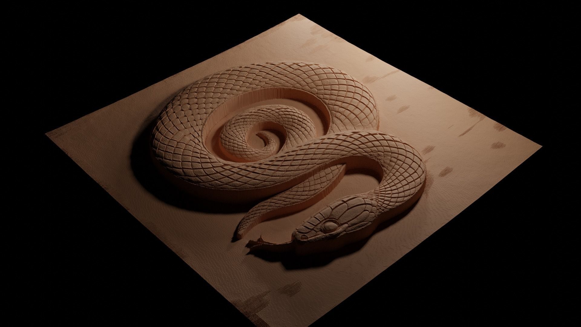 Corn Snake CNC 3d Print High Relief Sand Casting 3D print model_3