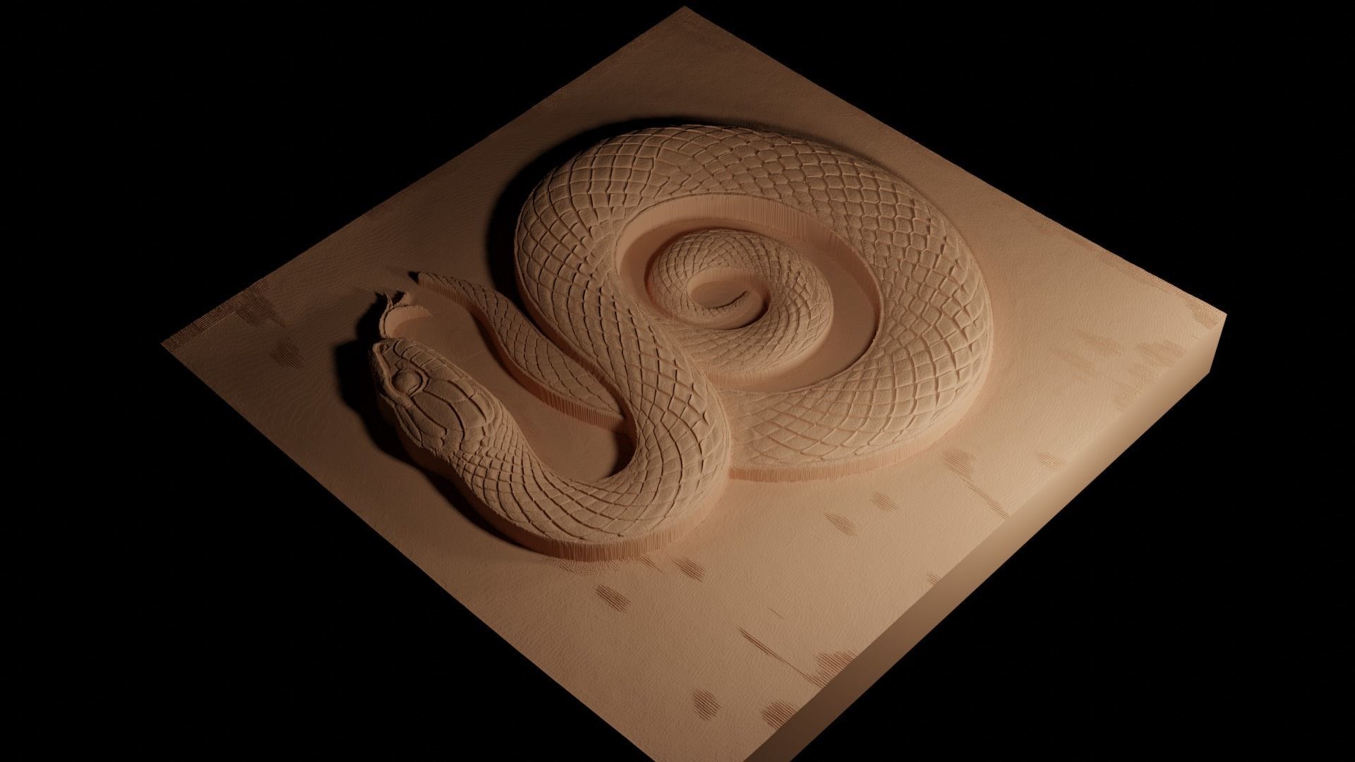 Corn Snake CNC 3d Print High Relief Sand Casting 3D print model_4