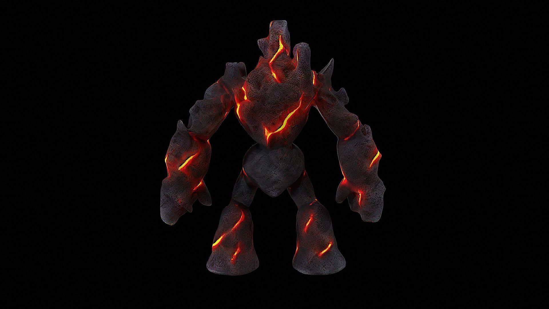 fire lava golem monster 3D model_4