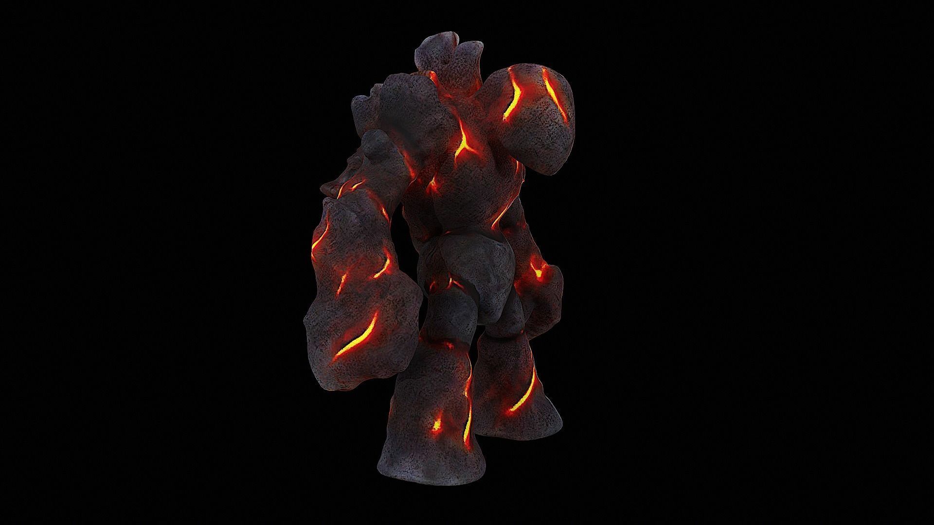 fire lava golem monster 3D model_2